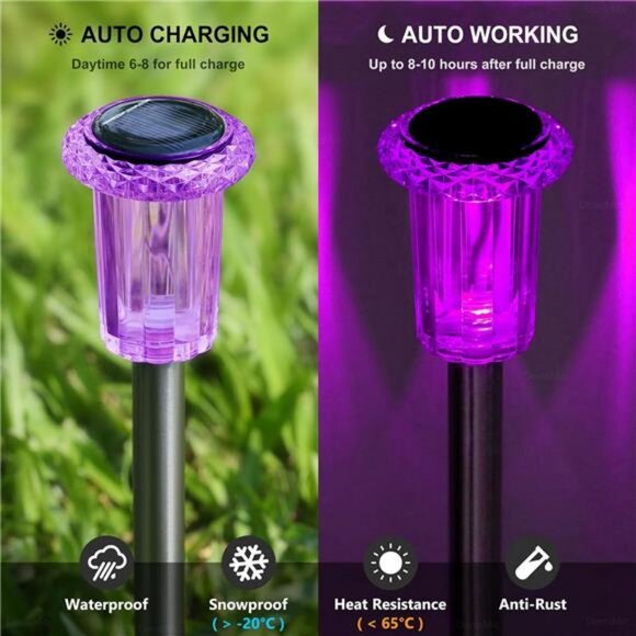 Halloween Solar Lights Outdoor 10 Pack Purple LED Waterproof Yard - Picture 3 of 8